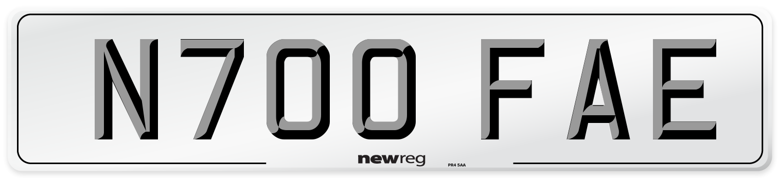N700 FAE Number Plate from New Reg